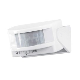 White Motion Sensor Reacts to Body Heat - Choice of Chime or Siren - 10 Meter Range at 100 Degree Angle - 40 Seconds Alarm Time - Ideal for Door Monitoring