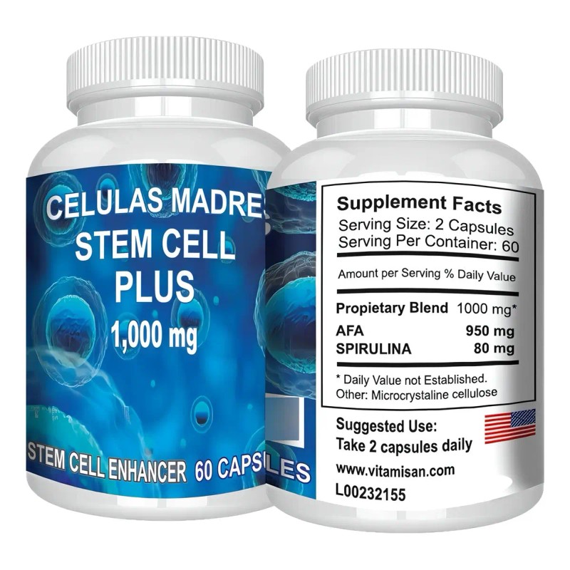 Células Madre Vitamisan Stem Plus Alga Afa 1000mg Cápsulas Suplemento