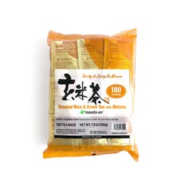 MAEDA-EN Genmai-cha with Matcha Roasted Rice and Green 100 Tea Bags Powder Japanese Origin Green Tea Leaves Individually Wrapped Teabags 18554 1pk