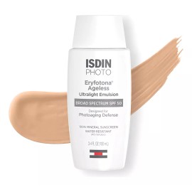 Isdin Eryfotona Protector Solar Mineral Tintado Sin Edad Spf 50 Óxido De Zinc 3.4 Onzas Líquidas