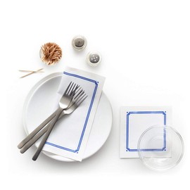 MY DRAP Luncheon Napkins 20 x 20 cm / 7.8" x 7.8" (White and Blue, 12)