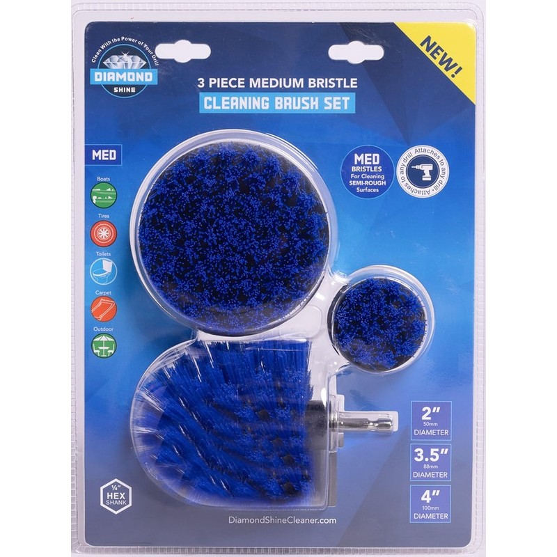 Diamond Shine 3-Pack Multipurpose Drill Brush Attachment - Turns Drill