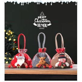 Gift Packaging Bag, Christmas Craft, Wrapping Bag, Santa, Snowman, Reindeer, Cute, Apple Bag, 3D Motif, Present, Candy Container 01 (Santa)