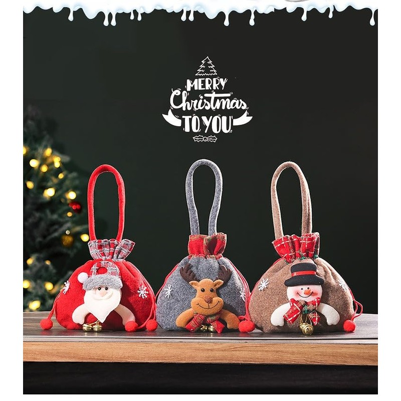 Gift Packaging Bag, Christmas Craft, Wrapping Bag, Santa, Snowman, Reindeer,