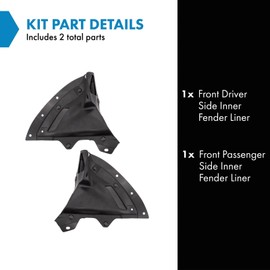 TRQ Front Inner Fender Liner Set Compatible with 2020-2023 Mazda CX-30 MA1250121 MA1251121