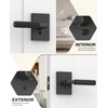 Amerdeco 4 Pack Matte Black Privacy Door Handles, Black Door