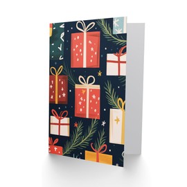 Wee Blue Coo Wrapped Gifts Present Pine Leaf Fun Xmas Art Blank For All Christmas Card