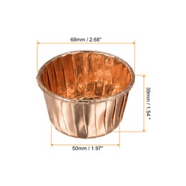 HARFINGTON Rose Gold Cupcake Cups, 50pcs Aluminum Foil 3.5oz Standard Cupcake Liners Cupcake Baking Cups for Birthday Party Supplies Weddings Decorations