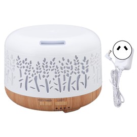 Desktop Humidifier 300ml Wood Grain Design Low Noise Aromatherapy Humidifier with LED Color Light 100‑240V AU Plug
