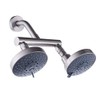 AZOS Double Shower Head Set with Shower Head Shut-Off Valve Solid Brass Casting Double Outlet Manifoldï¼2 Shower Head High Pressure 5 Function Showerheads Sprayers,Brushed Nickel BN2010