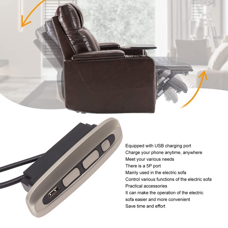 Electric Recliner Switch Multifunctional 5 Button 5 Pin USB Charging