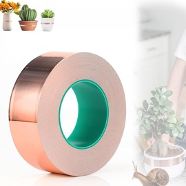 Kinfezlon Copper Tape Against Snails, Snail Tape, Copper, Double-Sided Conductive EMI Copper Foil Tape, Electromagnetic Shielding, for Raised Bed Plants, Soldering, DIY Work (30 mm x 20 m)