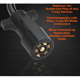 7 Pin Trailer Plug Wiring Harness （6ft） with 7 Gang Waterproof Junction Box, Heavy Duty 7 Way RV Trailer Replacement Wiring Harness Kit