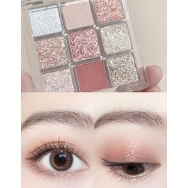 Erinde Paleta de Sombras de Ojos con Purpurina 9 Colores, a las arrugas | Sombras de Ojos Brillantes de larga duración, resistentes al agua, sombras d