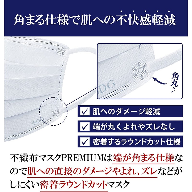 ISDG 4562355181361-3 Dot Com Non-woven Mask, Premium, Small Size, Individually