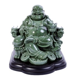 Feng Shui Big Laughing Buddha of Wealth/Happiness + Free Red String Bracelet W9012