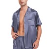 SWOMOG Mens Silk Satin Pyjamas Sets Short Sleeve PJs Sets