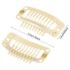 30 Pieces 32 mm 9-teeth Hair Extension Clips Hair Extension Wigs Snap Clips Comb Small Snap Wig Accessories Clips for Women Hair Extensions DIY (Beige)