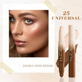 Lápiz bronceador 2 en 1 para contorno e iluminador, doble punta para rostro y cuerpo, resistente al agua y de larga duración, adecuado para principian