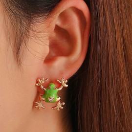 Yienate Unique Frog Earrings Lovely Green Frog Studs Drop Earrings Fashion Animal Ear Buckle Earrings Jewelry for Women Girls