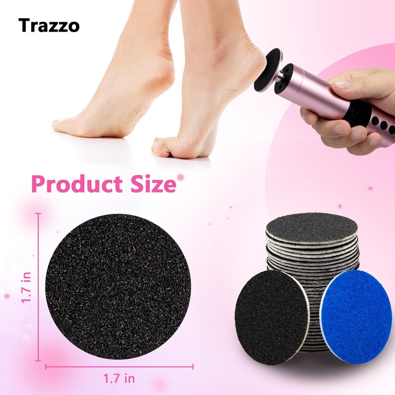 Trazzo Color-Coded Replacement Sanding Discs for Electric Foot File –