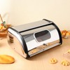 PRETYZOOM Stainless Steel Bread Storage Box Large Capacity Roll Top
