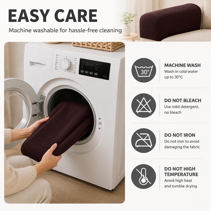 Wnote 2Pcs Stretch Sofa Armchair Covers for Recliner Couch Brown