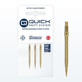 Harrows Micro Grip Quick Points – Precision CNC-Milled Dart Points with Enhanced Finger Grip & No-Break Design – Fast Swap Quick Point System (30mm, Gold)