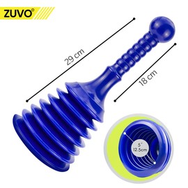Zuvo UK#1 Blue Unblocking Kitchen Drains, Bathroom & Shower Portable & Powerful Airpush Sink Plungers