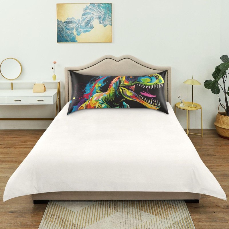 FENOCHE T-rex Dinosaur Tyrannosaurus Watercolor Satin Pillowcase Soft Silky Pillow