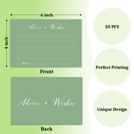 Zgogy Green Advice And Wishes Cards, Advice Cards For Bridal, Wedding, Baby Shower, Mr And Mrs, Graduation, Wishes For Baby Cards Baby Shower, Pack Of 20 4x6 Cards Double Sided Print -03
