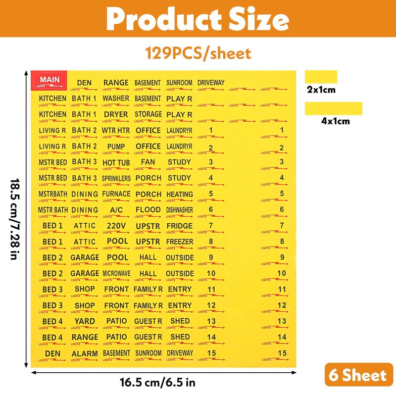 Classicseali 6 Sheets(258pcs) Circuit Breaker Labels, Durable Breaker Box Labels,Electric