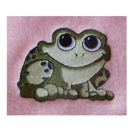 Cuddle Buddy Frog (403) - Embroidered Lightweight Soft Patterned Fleece Baby Blanket (Blue Stars)