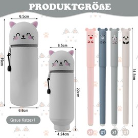 Solivive Kawaii Pencil Case, gray, Cute animal style