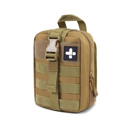 Gogoku First Aid Pouch 1000D Nylon Tactical Molle Tear Away Medical Pouch Empty Utility Pouch for Outdoor Activities Medical Supplies Camping Hiking Travel,Bag Only (Khaki)