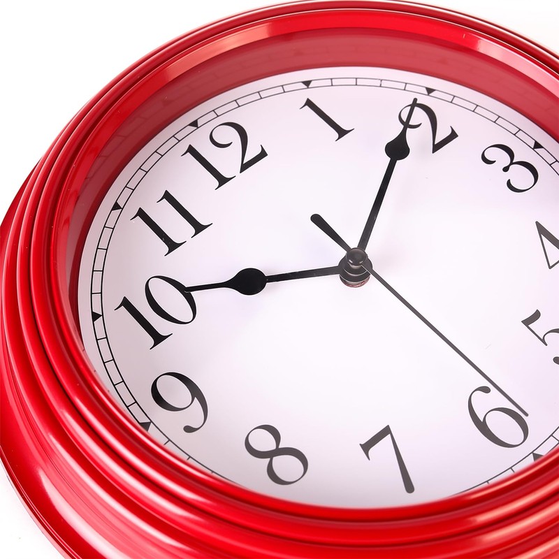 Topkey Silent Wall Clock Kitchen 9 Inch Retro Non-Ticking Decorative