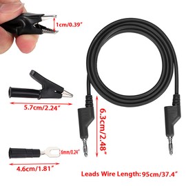 Sumnacon plátano Plug Alligator Clip de Pruebas de tenedor de cobre puro, 3.3 pies multímetro flexible cable de prueba con abrazaderas protectoras de cobre Jack para pruebas eléctricas