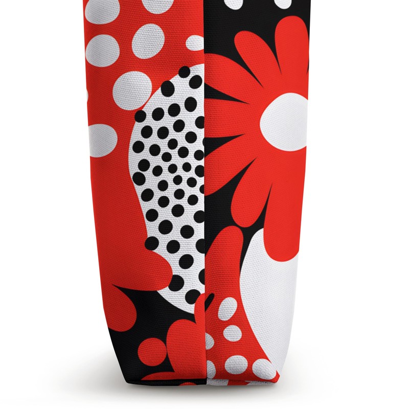 Fun Modern Dots Black White and Red Modern Pattern Tote