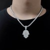 MDFUN 18K White Gold Plated Hamsa Hand Pendant Tennis Necklace
