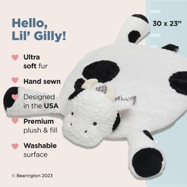 Bearington Lil' Gilly 30 Inch Cow Tummy Time Mat - Cow Baby Blanket - Cow Pillow for Baby