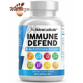 Clean Nutraceuticals 8 in 1 Immune System Booster Support Supplement w/ Vitamin D3 5000 IU, VIT C 100