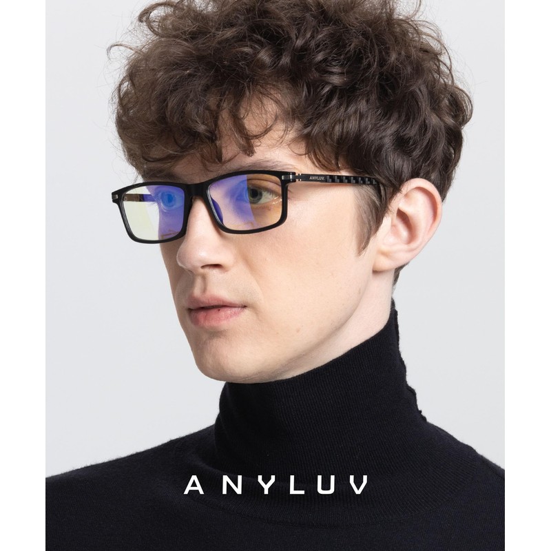 ANYLUV Blue Light Glasses for Men,Rectangle Business Style Glasses, Carbon