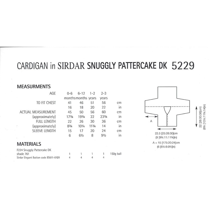 Sirdar Snuggly Pattercake DK Knitting Pattern - 5229 Cardigan