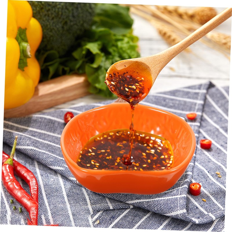 LABRIMP Pumpkin Shape Ceramic Dipping Plates 4pcs Cute Sauce Dishes