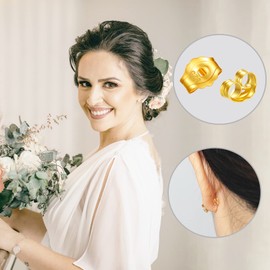 40 Pcs 18K Gold Earring Backs Replacements for Studs. 925 Stering Silver Locking Earring Lifters. Hypoallergenic Secure Pierced Earring Backs for Droopy Ears Heavy Earring (Gold)