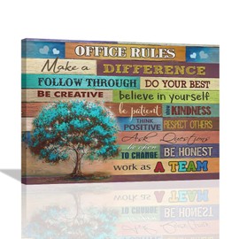 citari Office Rules Work As A Team Framed Canvas Wall Art Inspirational Wall Art for Office Motivational Quotes Wall Decor Modern Office Wall Decor