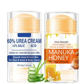 60% Urea Cream, Honey Foot Cream, 2PCS New Foot Cream for Cracked Heels and Dry Skin, Urea Cream 60 Percent for Feet, Cracked Heel Repair Moisturiser, Skin Care Hands & Feet