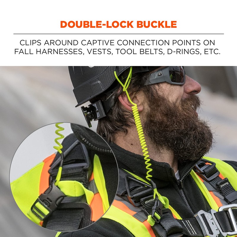 Coiled Lanyard with Buckle End, No Snag Design, Easily Attaches