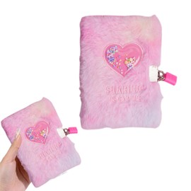 Zhejia Notebook with Keys, Journal for Girls, 2025 New Arrival in Wool, Tie Dye, Secret Notepad, Keyed, A6, Ruled, Fluffy, Cute, Princess, Personal Information Protection, Children, Students