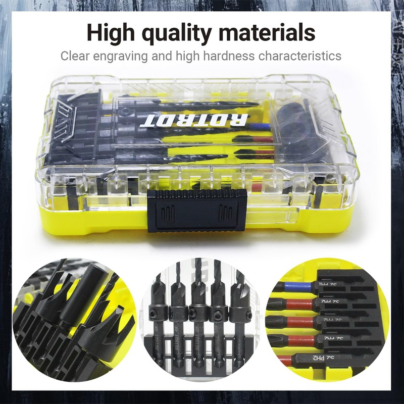 18 PCS Countersink Drill Bit Set, HSS Tapered Drill Bits